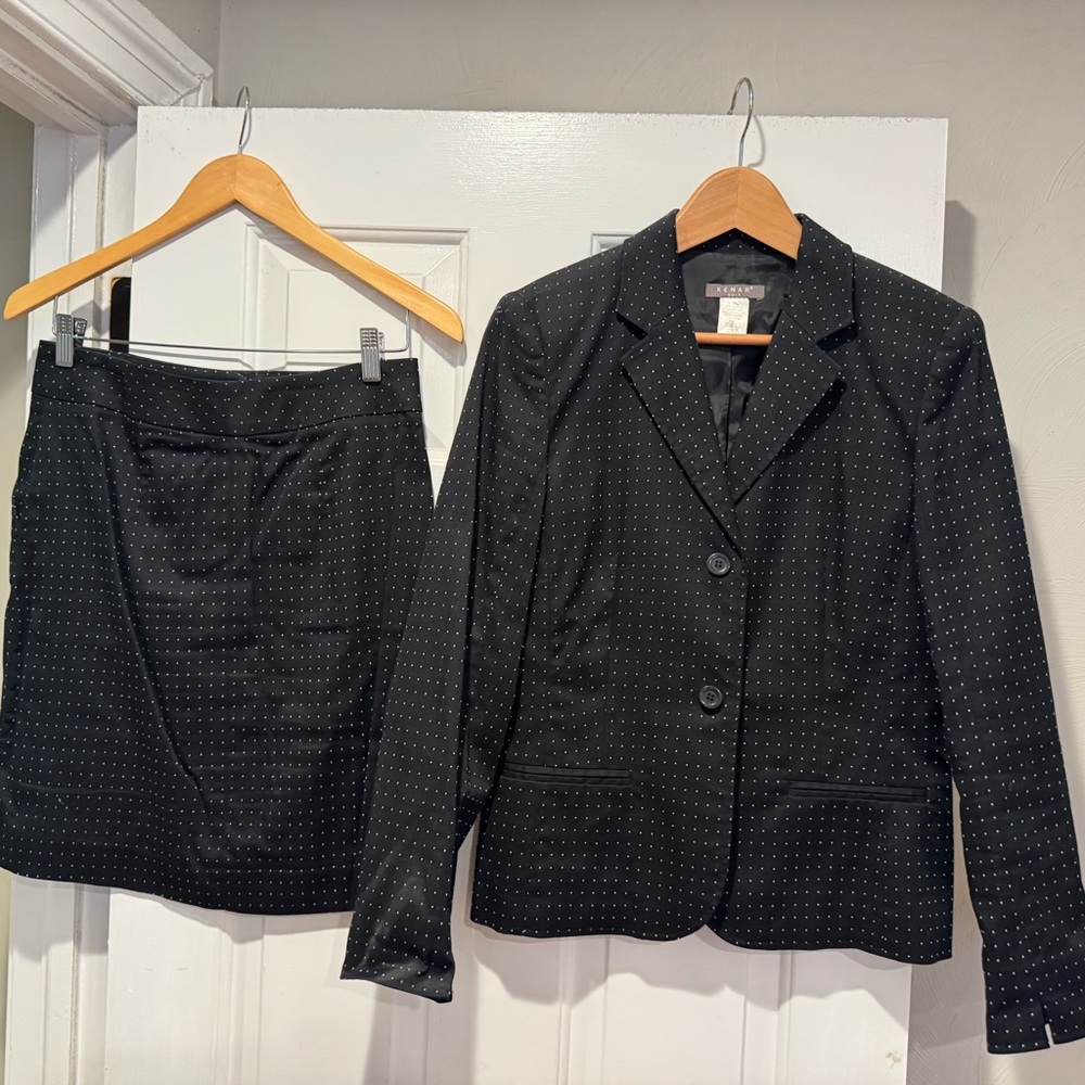 Black Polka Dot Blazer and Skirt Set